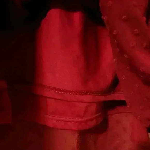 Boho maroon tiered flowy thin blouse balloon sleeves lined - Picture 8 of 9